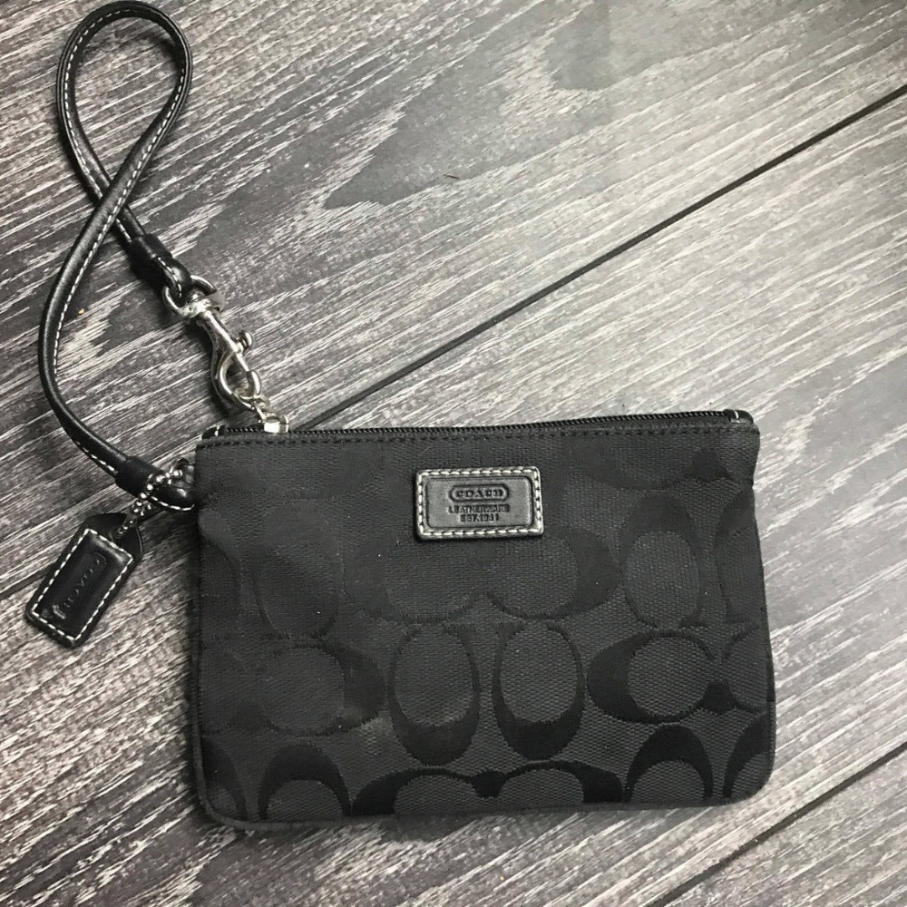 Coach Black Signature Wristlet Canvas